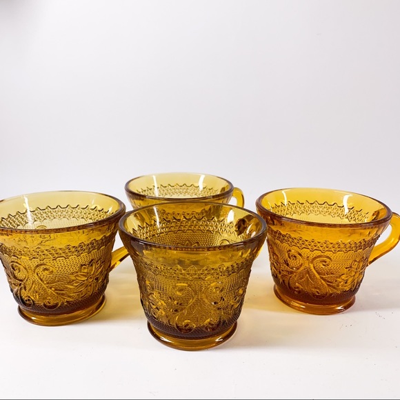 Vintage Tiara Indian Glass Cups Set of 4